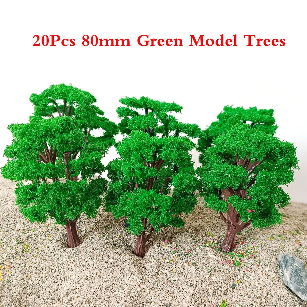 20pcs 8cm Green Model Trees for Train Railroad Landscape Scenery