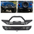Steel Bumper Set for Jeep Wrangler TJ YJ (1987–2006) w/ D-Rings, Black