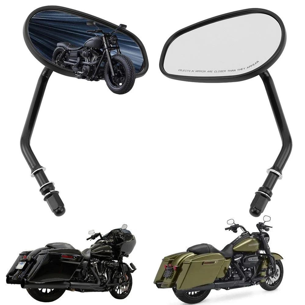 Teardrop Rearview Mirrors for Harley Street Electra Road Glide (8mm)