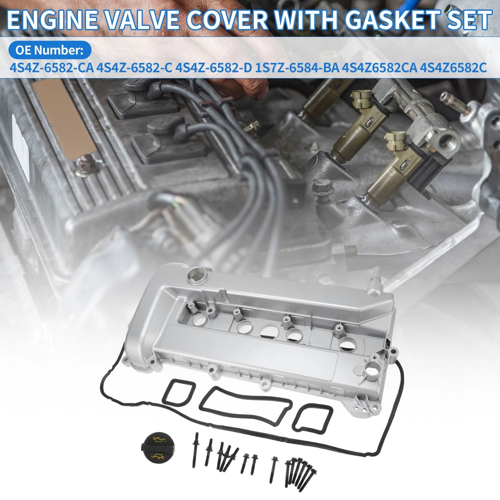 Engine Valve Cover for Ford Escape 2.3L (2005–2008) No. 4S4Z-6582-CA Silver