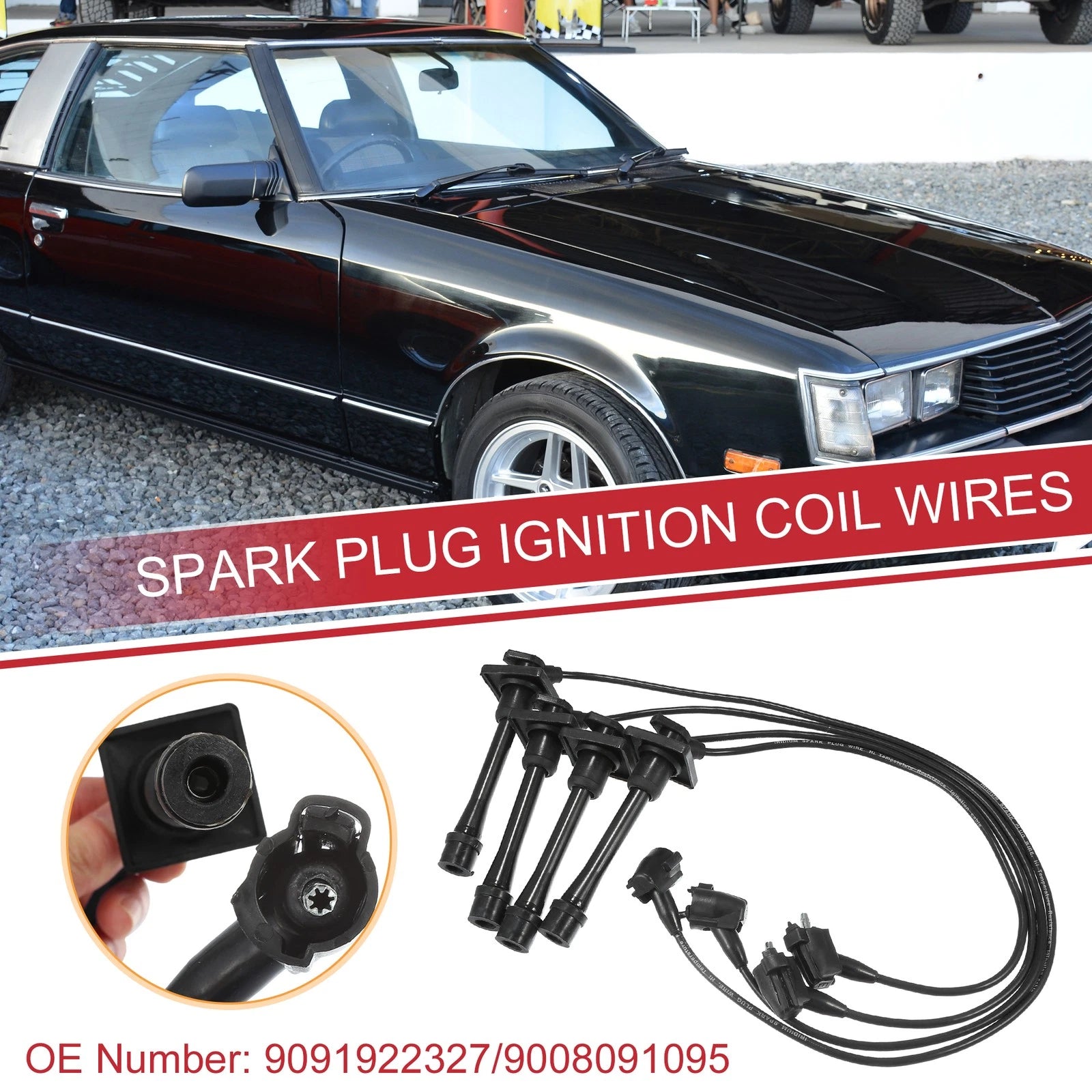 Set of 4 Spark Plug Wire Ignition Coil Cables No. 9091922327 for Toyota Celica (1993–1997)