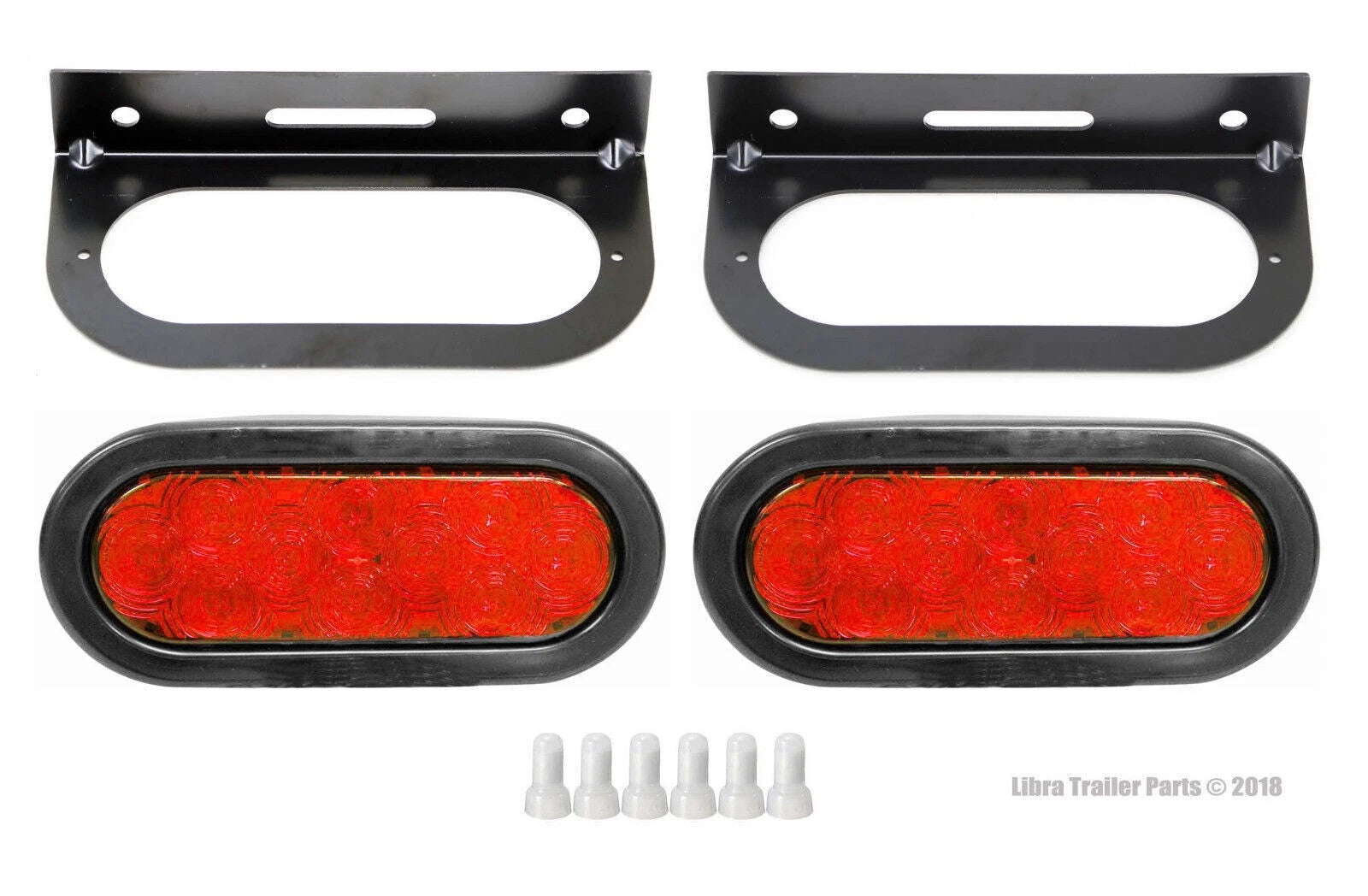 2X Red 6" Oval 10 LED Trailer Stop/Turn/Tail Light for