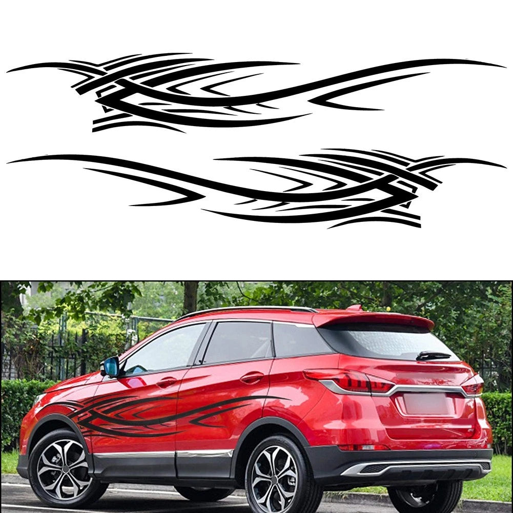 2X Flame Graphics Car Body Side Stickers for Universal Vehicles