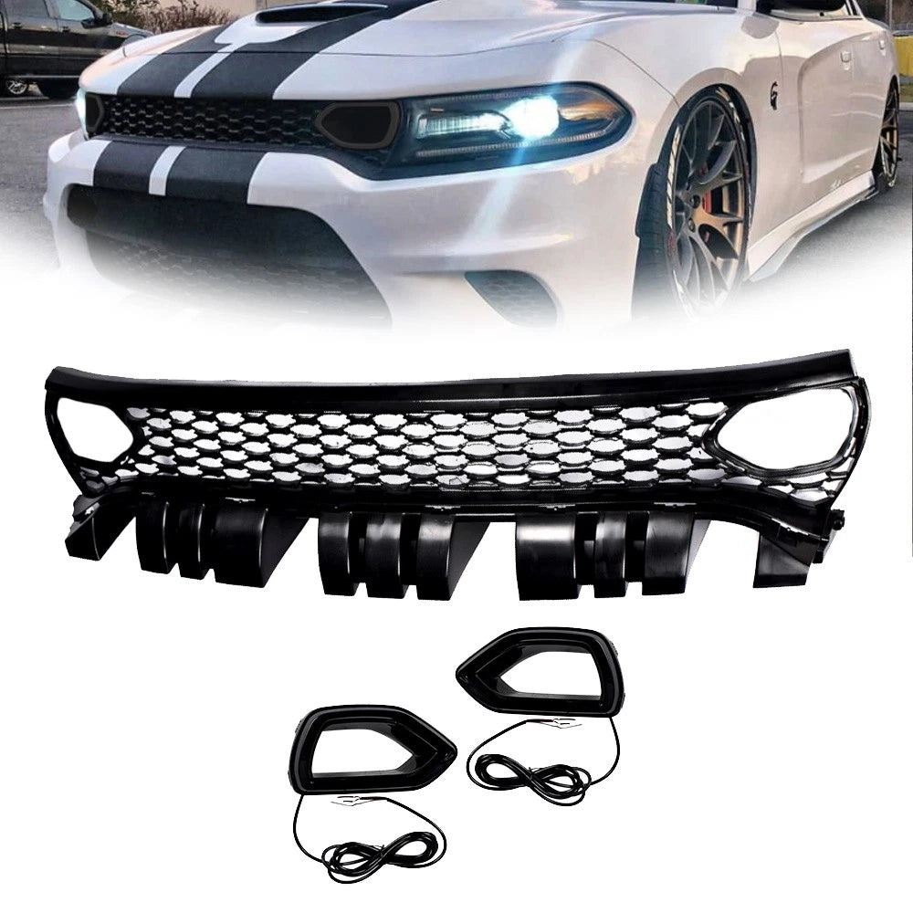 Front Grille Bumper Upper for Dodge (2015â2021) Black Mesh