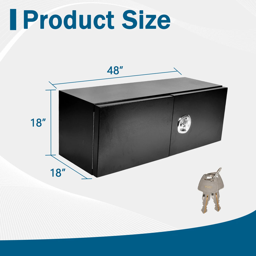 48" x 18" x 18" Black Steel Tool Box for Pickup Truck (Fits Most Models)