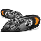 Set of 2 Black Housing Amber Corner Bumper Headlights for Chevy Impala (2006–2016)