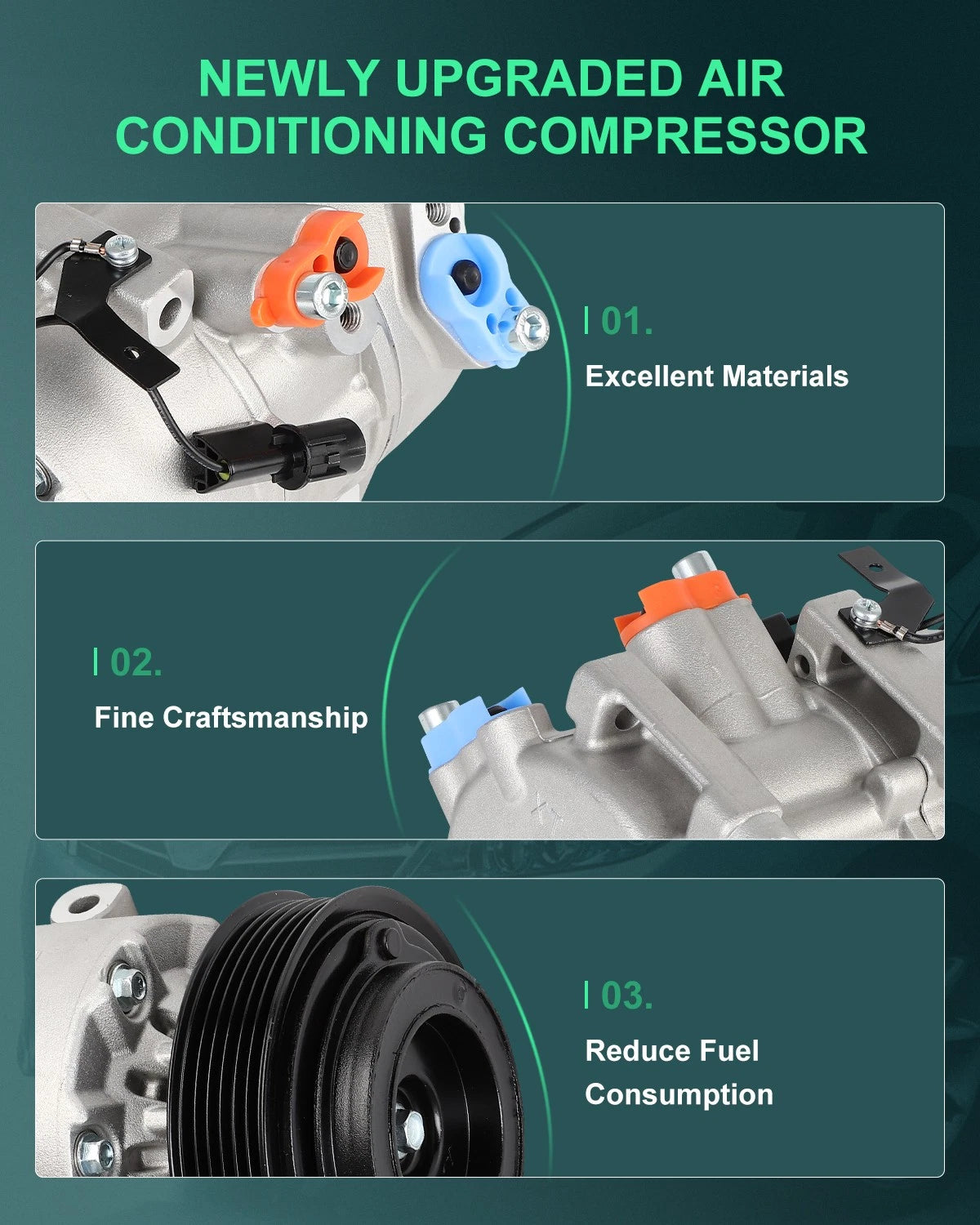 A/C Compressor w/ Clutches for Kia Rondo EX LX 2.4L (2007–2012)