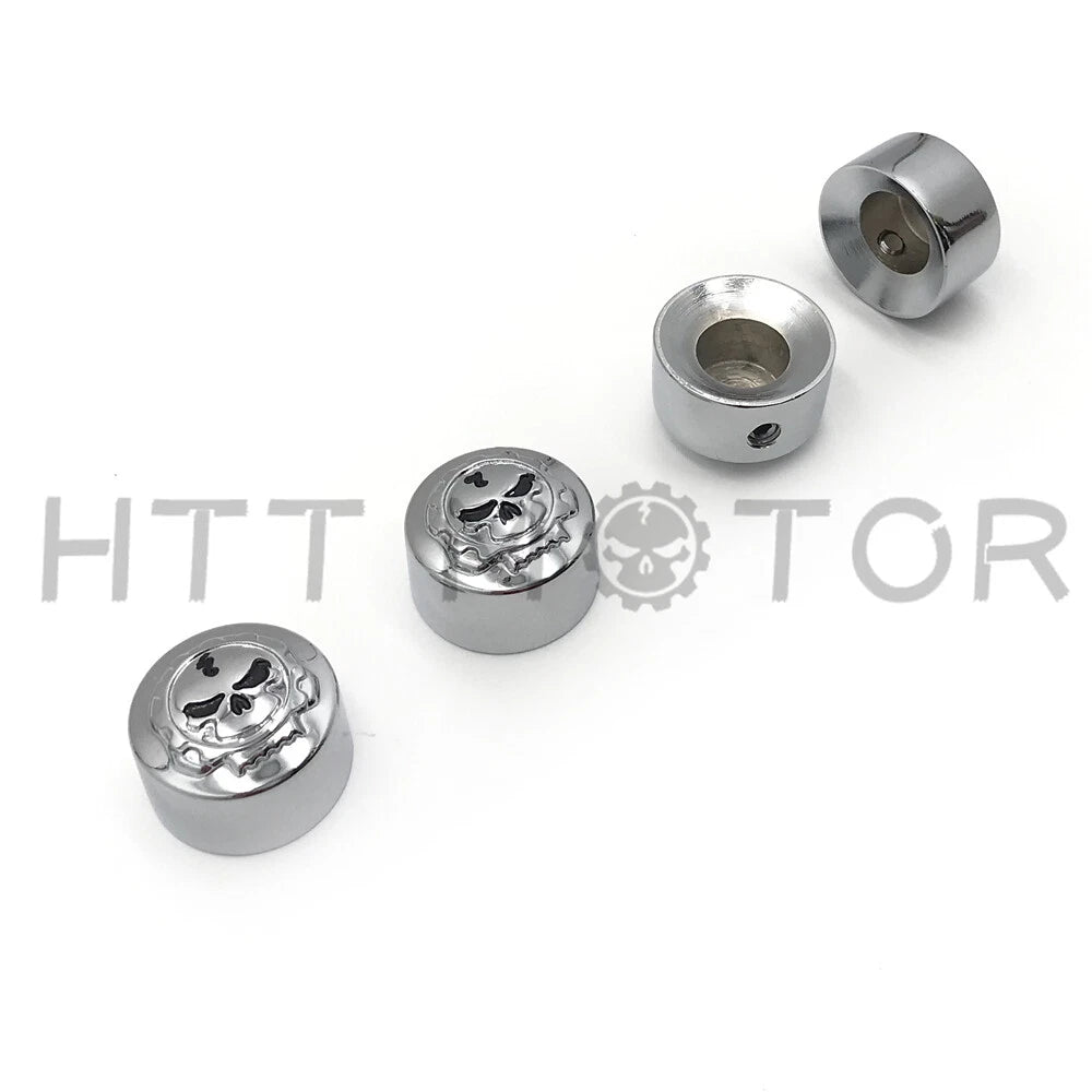 Set of 4 Chrome Gear Skull Bolt Caps for Harley Dyna Softail Road King