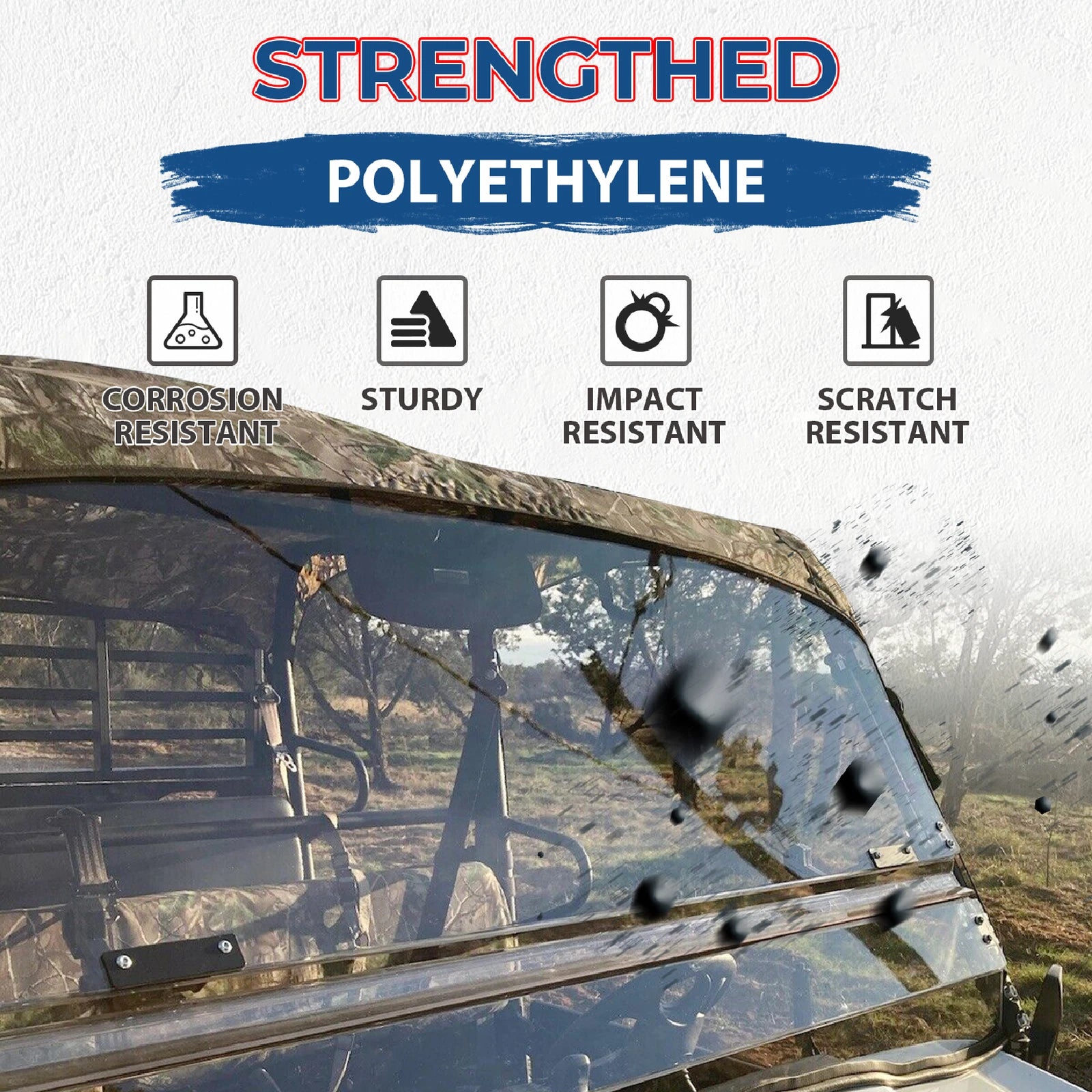 Scratch Resistant Flip Down Windshield for Kawasaki Mule Pro FXT DXT DX (2015–2023)