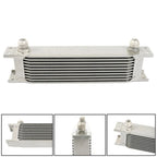 10 Row Aluminum Engine Transmission Oil Cooler Kit with 10AN Hose Fittings
