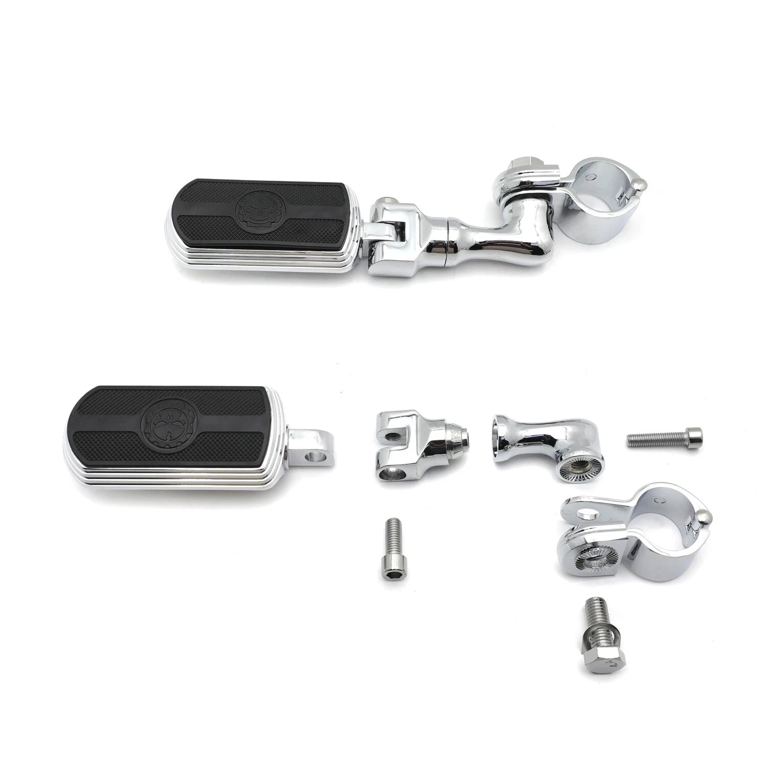 Chrome 1 1/4" Gear Skull FootPeg Clamp for Harley Sportster Touring Dyna