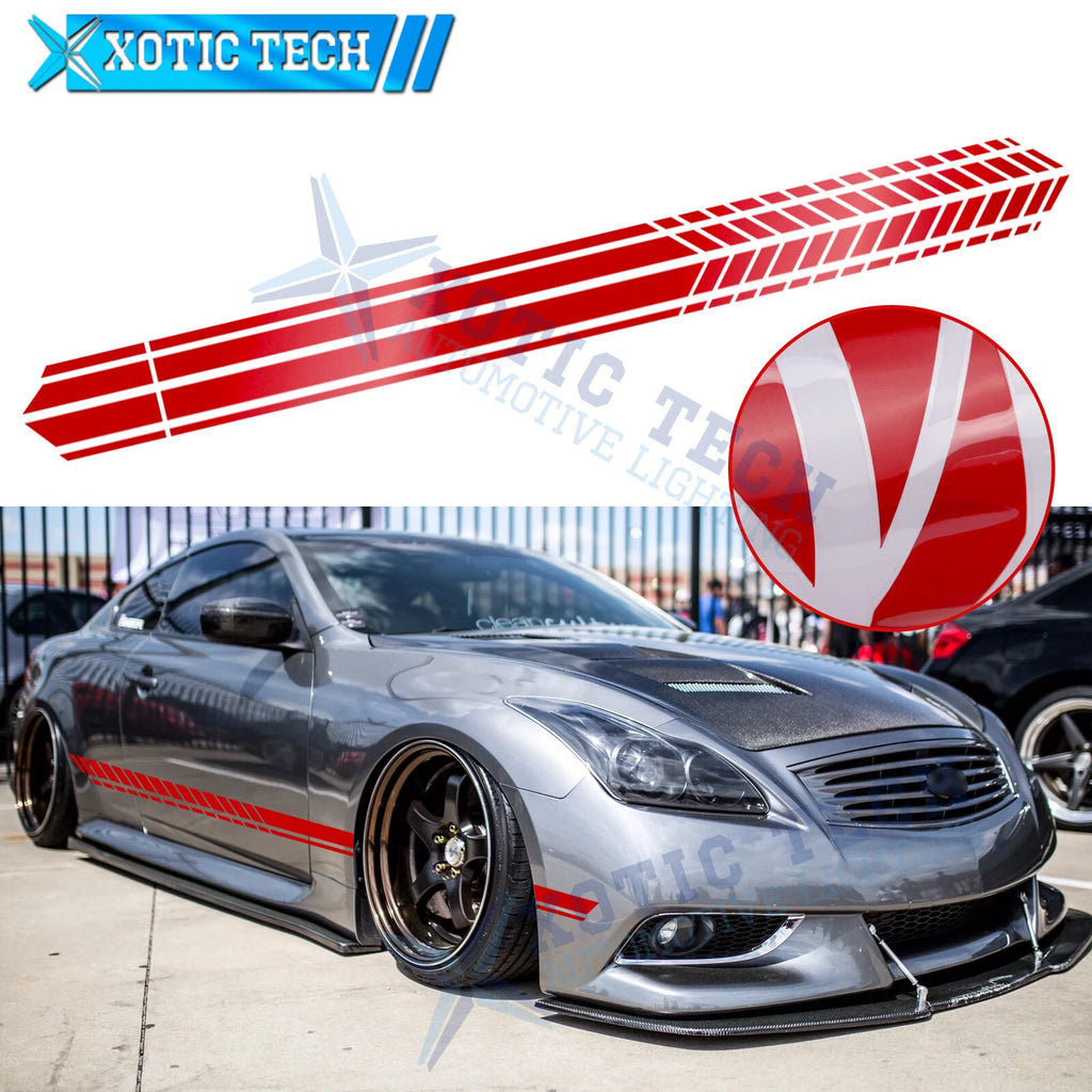 2Pcs JDM Glossy Red Side Door Fender Decal Stripes for Infiniti (2000–2007)