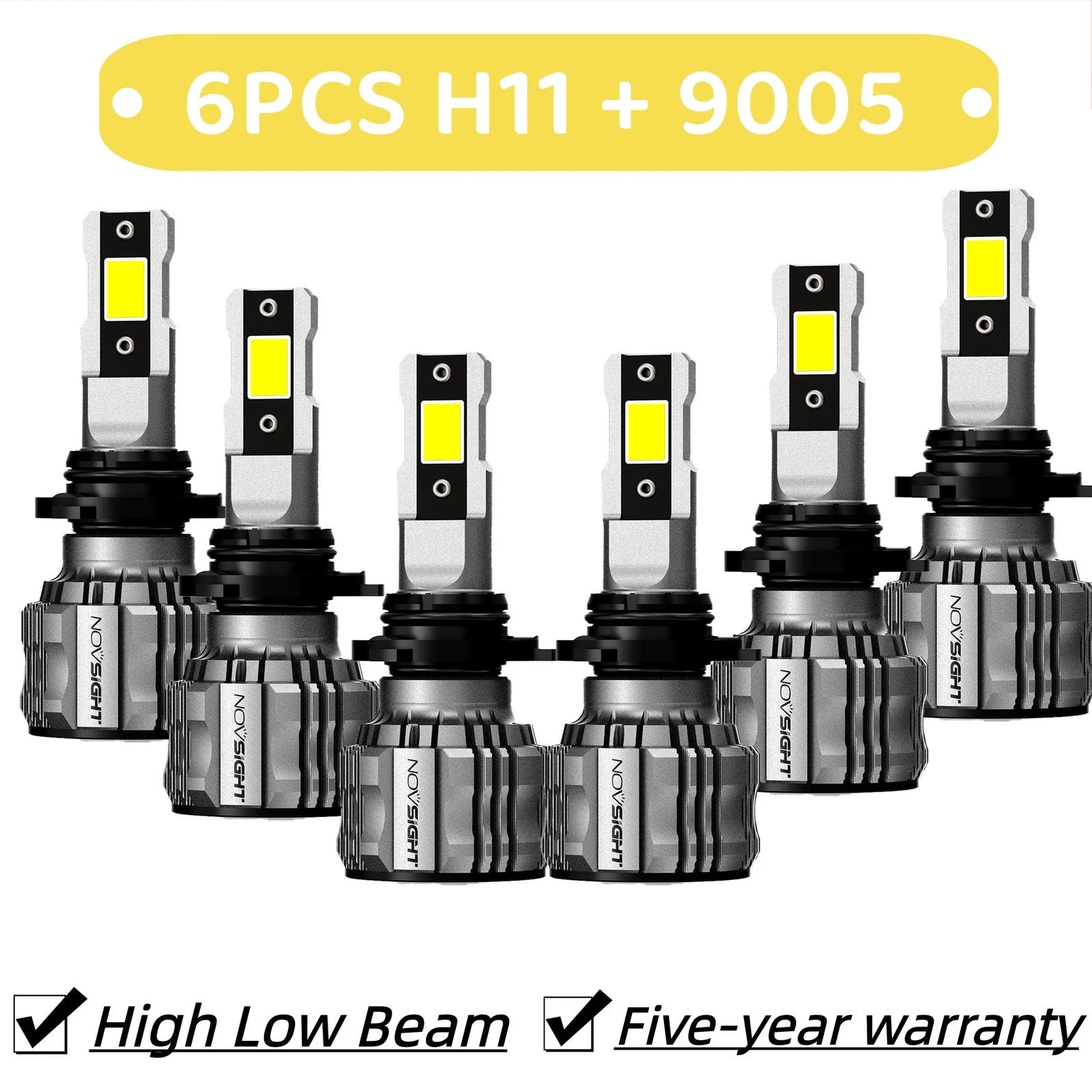 6X Canbus 9005 H11 LED Headlight High Low Beam Fog Bulbs 6500K