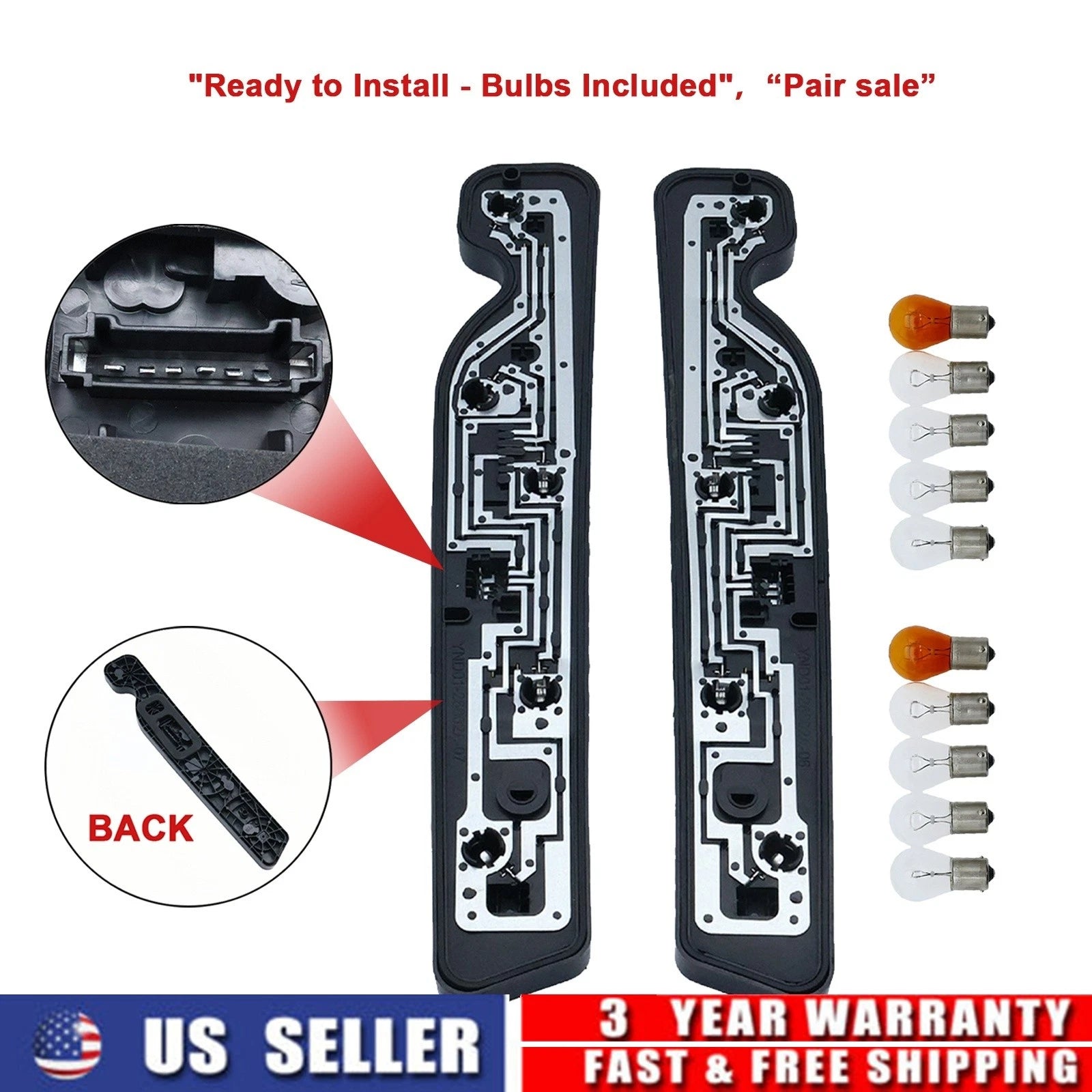 Pair Tail Light Circuit Board with 10x Bulbs for Freightliner Sprinter (2019–2025)