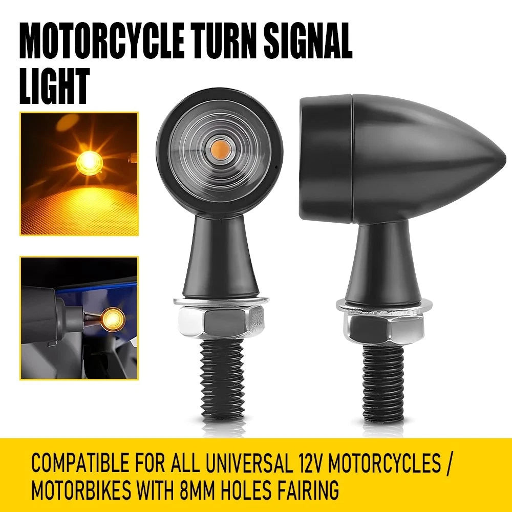 Pair LED Turn Signal Lights for Motorcycle (Universal)