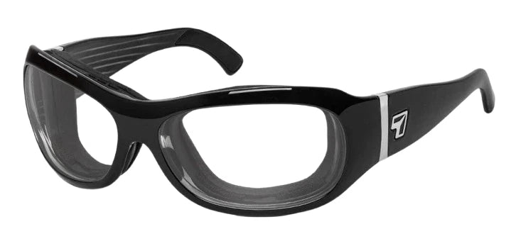 7eye Briza Motorcycle Glasses for (Glossy Black Frame, Clear Lens)