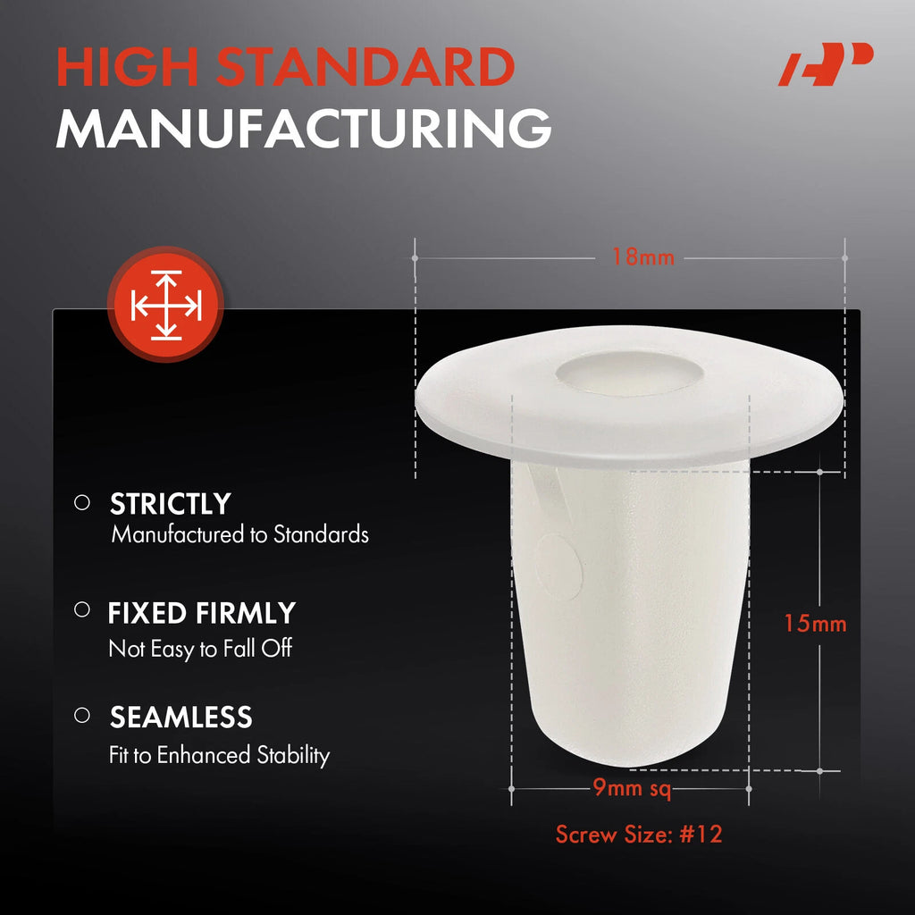 9mm Square Nylon Fender Lining Screw Retainer for Toyota (50 Pcs) (2018–2024)