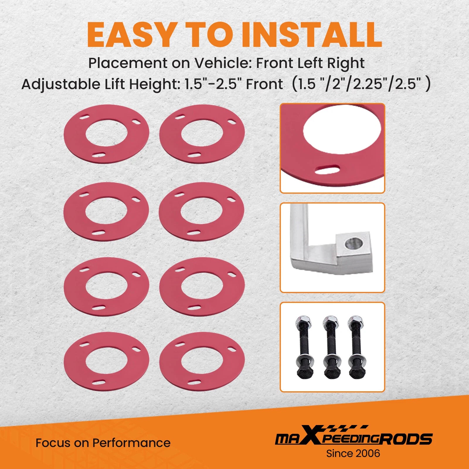 Front Level Lift Kit 1.5"-2.5" Spacers for Chevrolet Silverado 1500 (2007–2023)