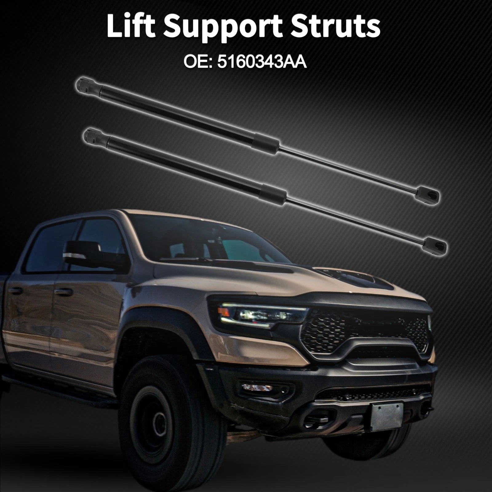 2X Front Hood Lift Supports Struts No. 5160343AA for Dodge Ram 1500 