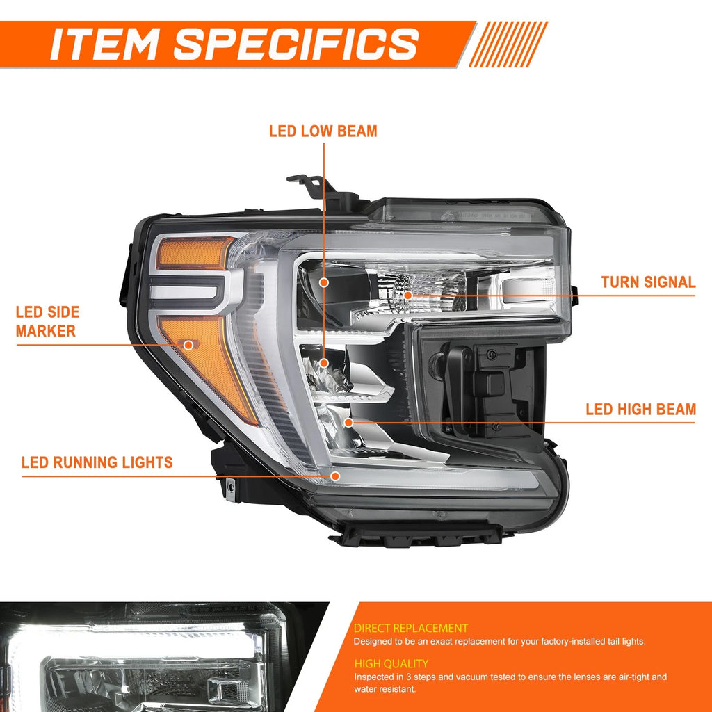 Chrome Headlight Lamp for GMC Sierra 1500 Limited (2019–2021)