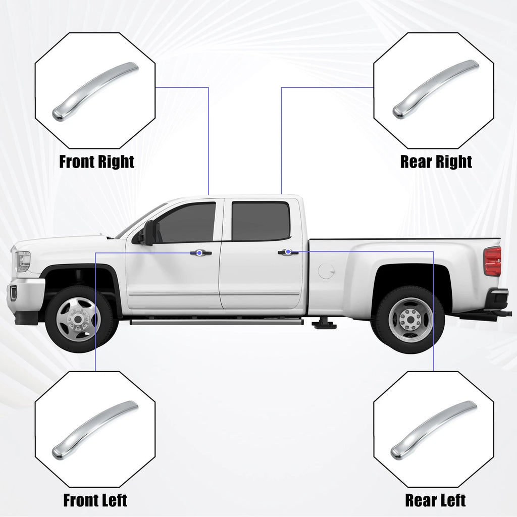Set of 4 Door Handle Lever Covers for Chevy Silverado 