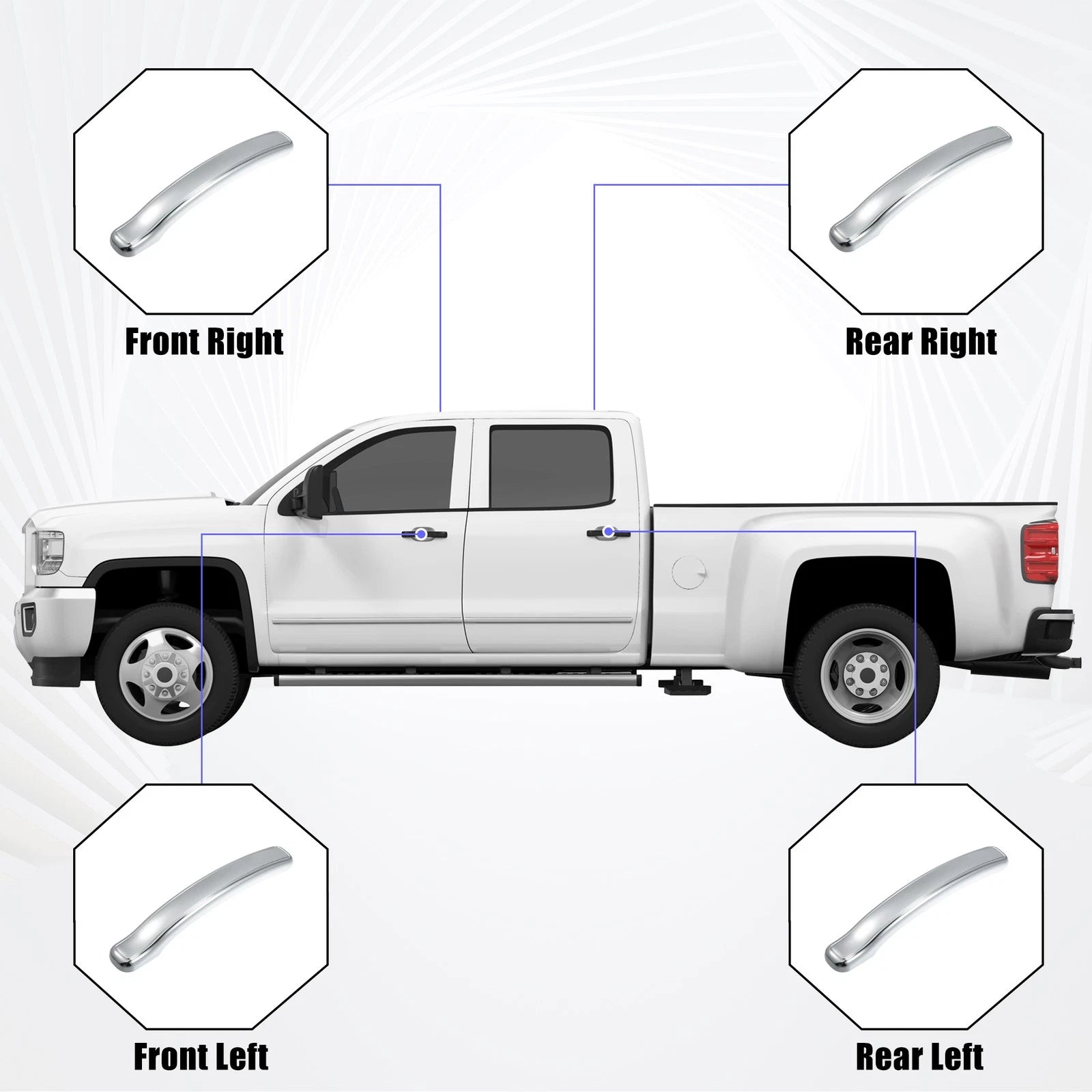 Set of 4 Door Handle Lever Covers for Chevy Silverado 