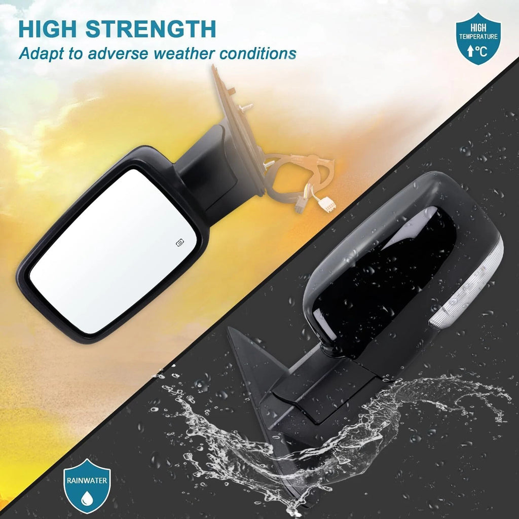 1 Pair Mirror for Ram 1500 (2013–2019) Manual Fold Power Adjust Heated Puddle Light