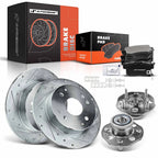 Rear Drilled Rotors & Brake Pads + Wheel Hubs & Bearings for Honda Accord