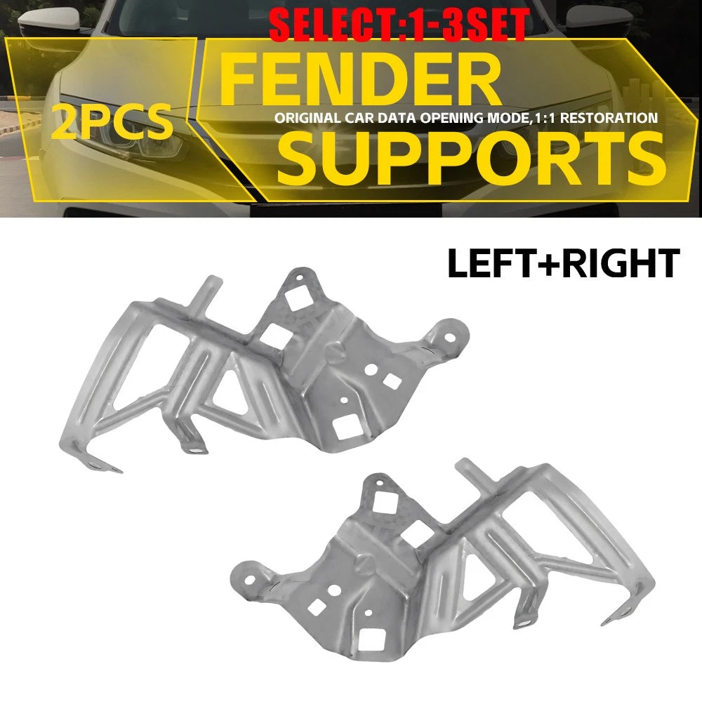 Set of 2 Gray Fender Supports Bracket Front for Honda Civic (2016–2021)