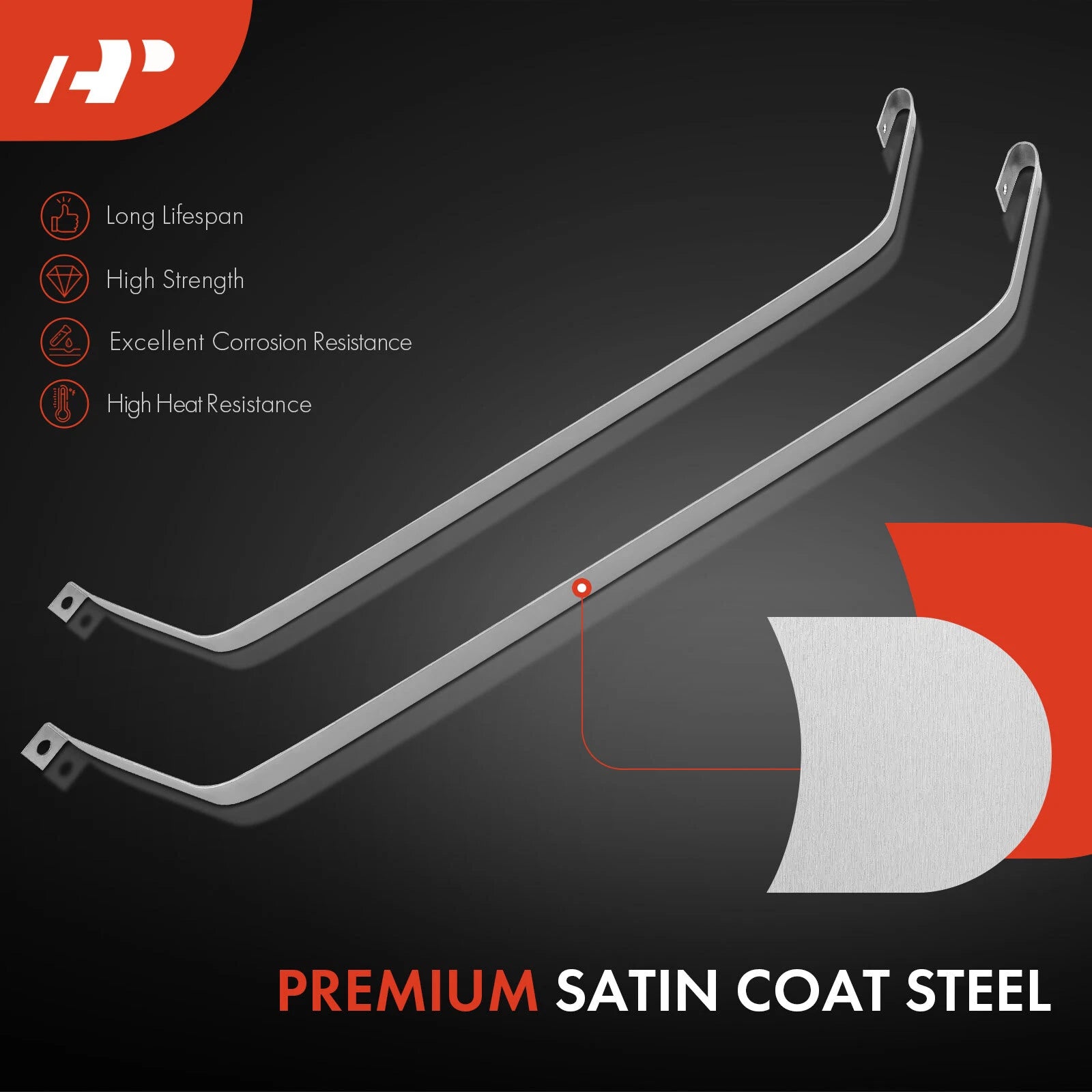 2X Steel Fuel Tank Straps for Chevrolet Malibu (1973–1977) Buick Regal