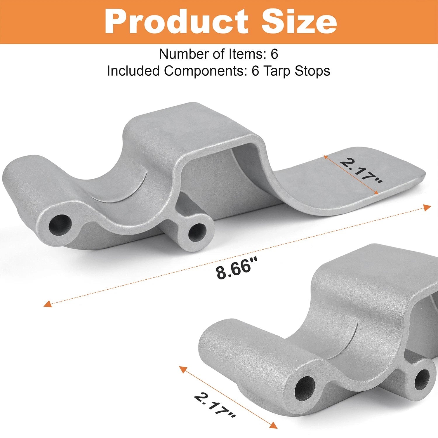 Set of 6 Easy-Off Cast Aluminum Offset Tarp Stop Upright Kit for