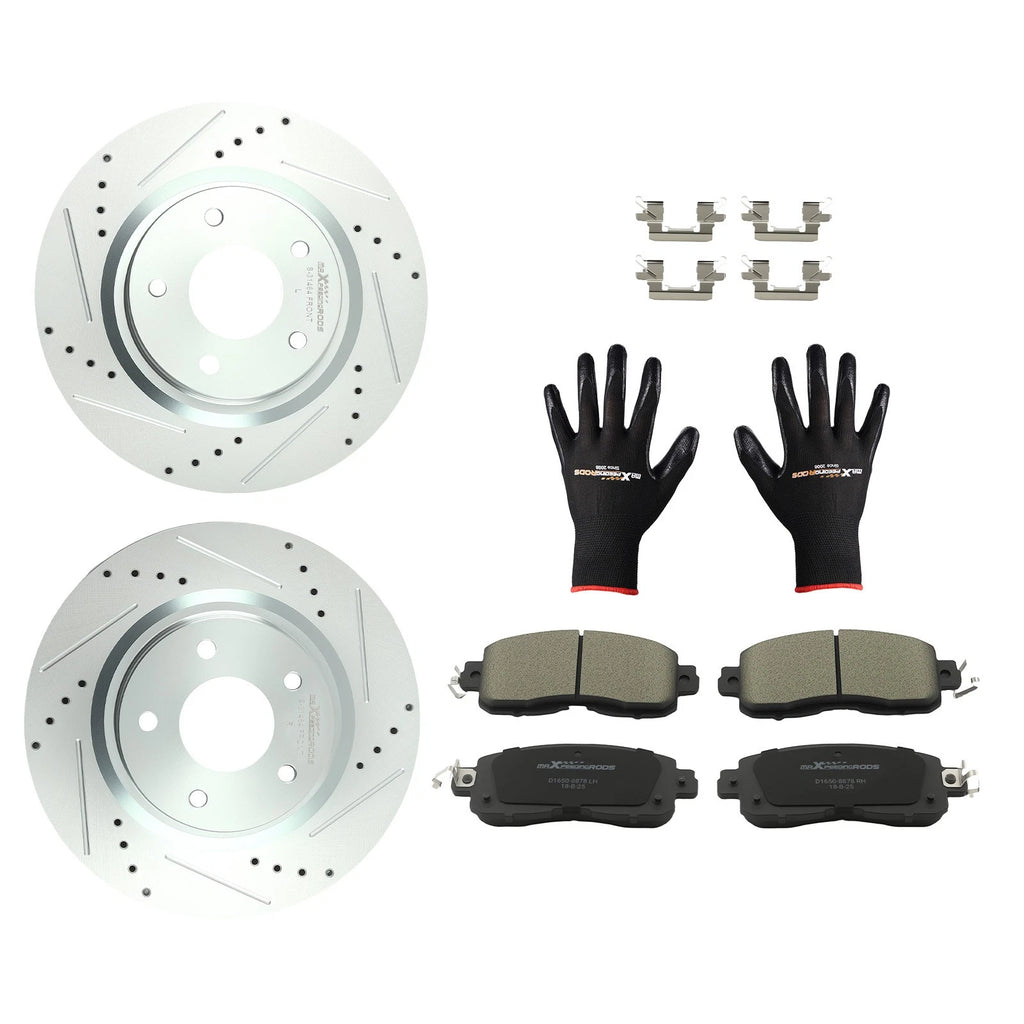 Set of 2 Drilled & Slotted Brake Rotors with Ceramic Pads for Nissan Altima (2013–2023)