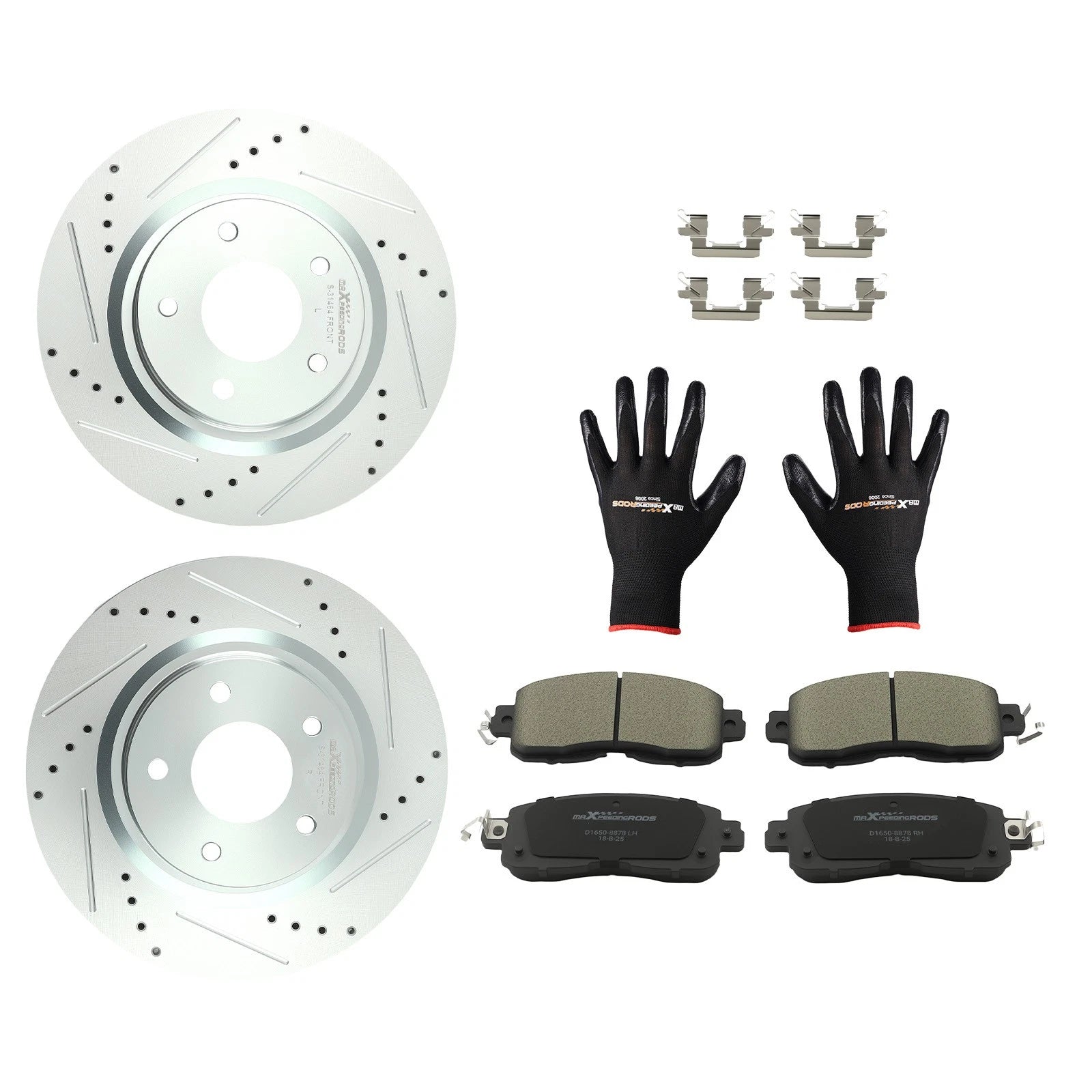 Set of 2 Drilled & Slotted Brake Rotors with Ceramic Pads for Nissan Altima (2013–2023)