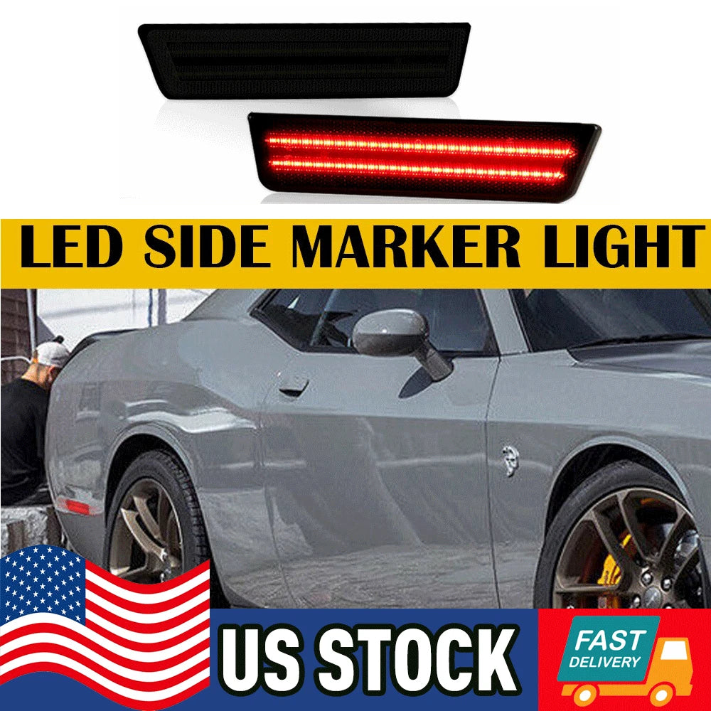 2X Red LED Rear Bumper Side Marker Lights for Dodge Charger (2011–2014)