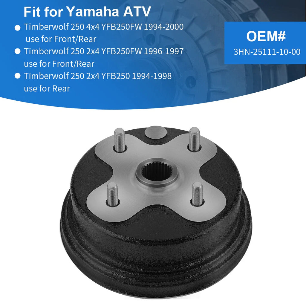 2x Brake Drum Hub for Yamaha Timberwolf 250 (1992–1998)