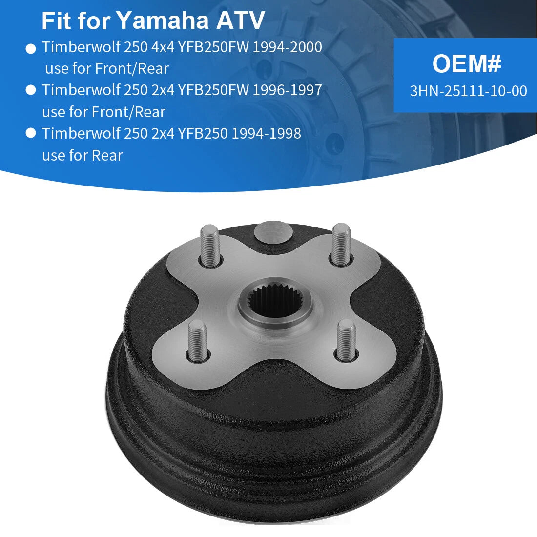 2x Brake Drum Hub for Yamaha Timberwolf 250 (1992–1998)