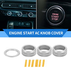 Set of 4 AC Engine Start Switch Knob Cover Rings for Honda Civic (2022–2024) Silver Tone