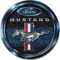 Ford Mustang Round Blue Logo Metal Tin Sign Wall Decor (All Years)