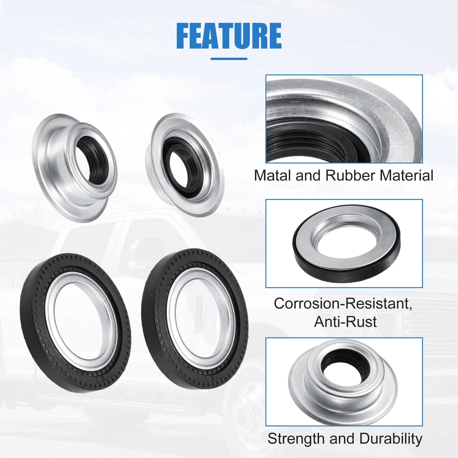 Set of 1 Front Axle Seal Kit with Hub O-Ring Dust Seals for Ford F250 Super Duty 