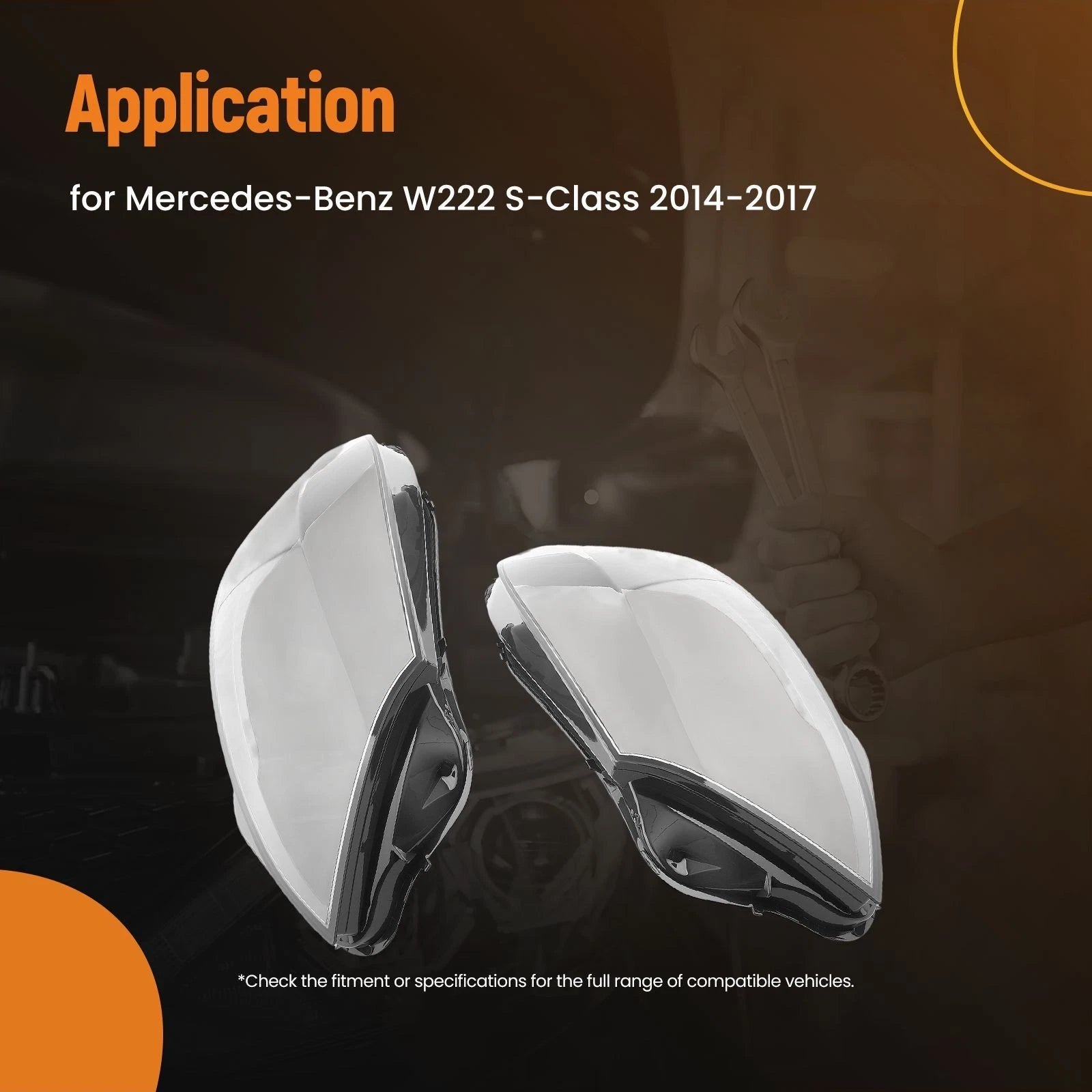 Front Headlight Lens Cover for Mercedes-Benz W222 S-Class (2014–2017)