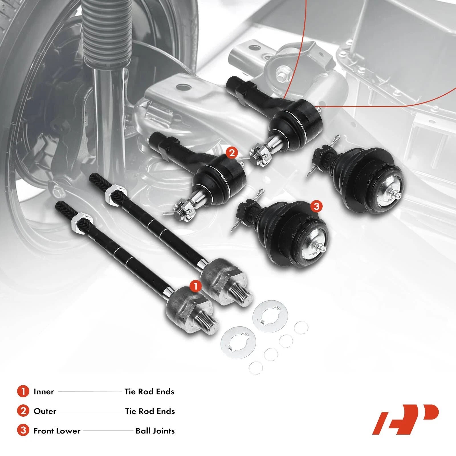 6X Front Lower Tie Rod & Ball Joint for Ford Explorer (1998-2001)