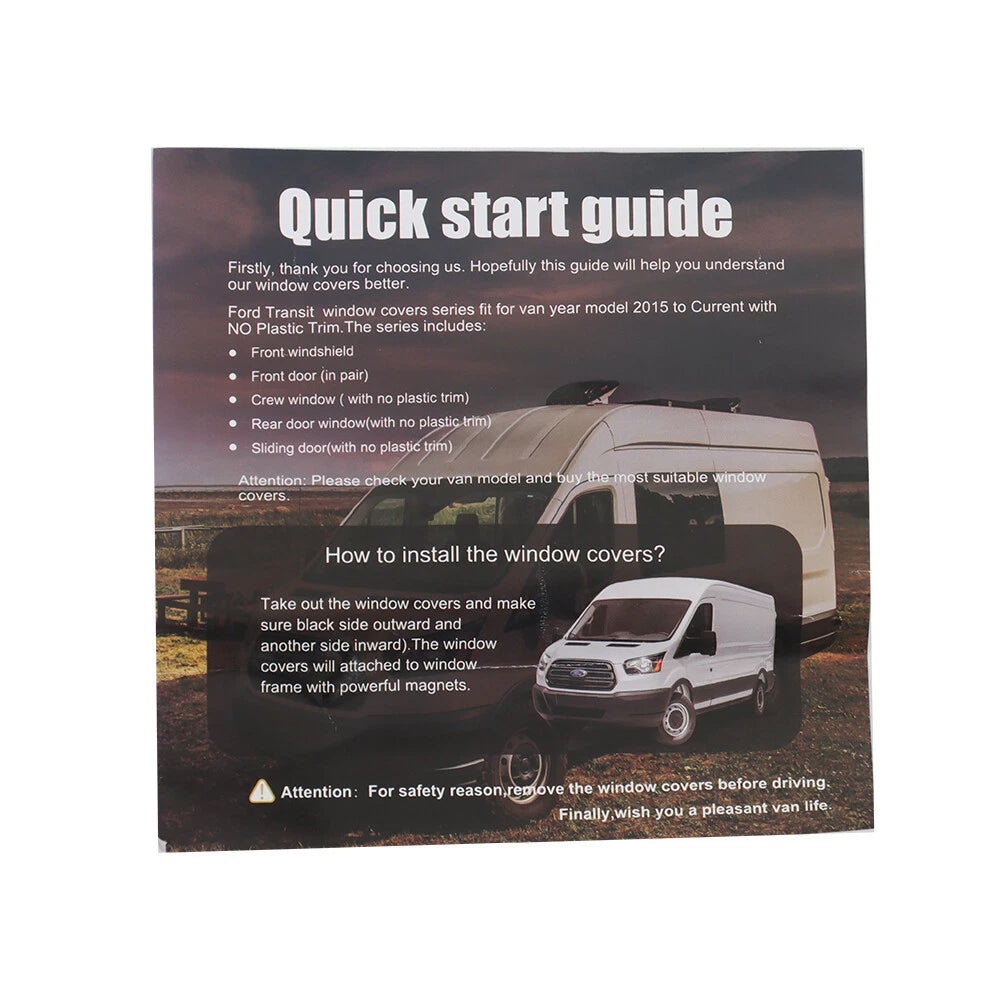 Blackout Crew Window Cover for Ford Transit Van (2015–2023) UV Protection