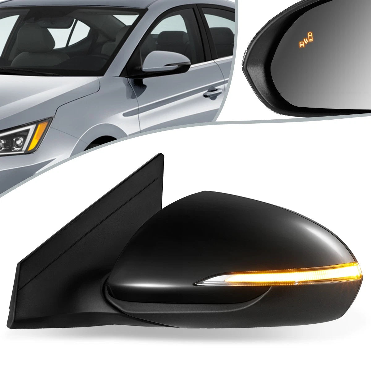 Powered Adjust Heated Driver Side Door Mirror Left for Hyundai Elantra (2017–2018)