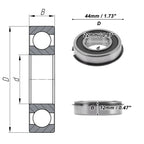 Deep Groove Ball Bearing 22x44x12mm for Scooter Skateboard (1Pc)