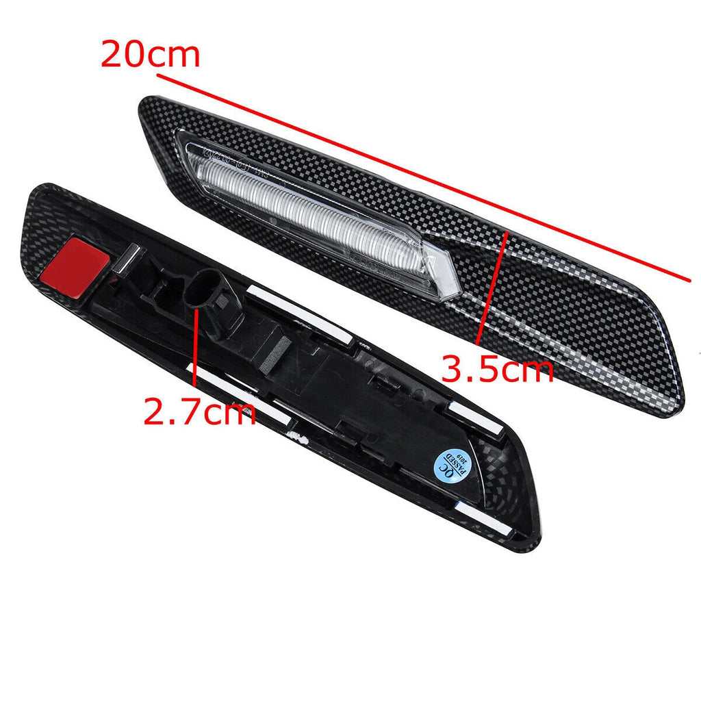 Carbon Look Side Marker Turn Signal Lights for BMW E82 E87 E88 E90 E91 E92 E60 (2007–2013)
