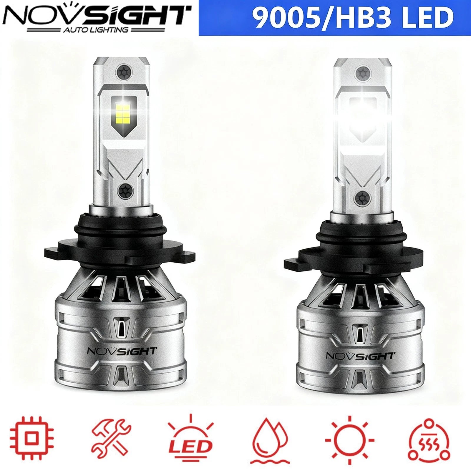 2X 9005 HB3 LED Headlight Bulbs for 6500K