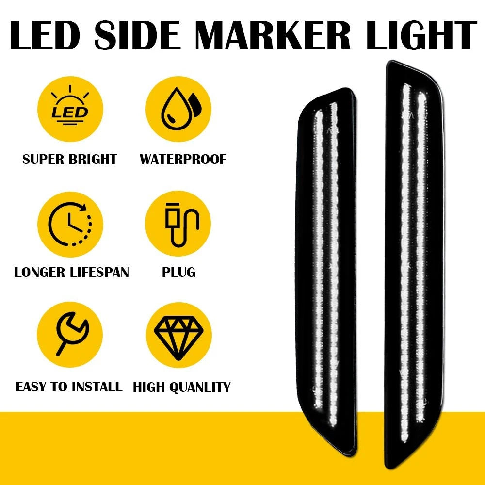 4PCS Smoked Lens LED Side Marker Lights for Ford Mustang (2010–2014)