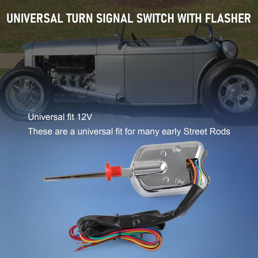 Turn Signal Switch with Flasher Chrome for Ford GM (Universal)