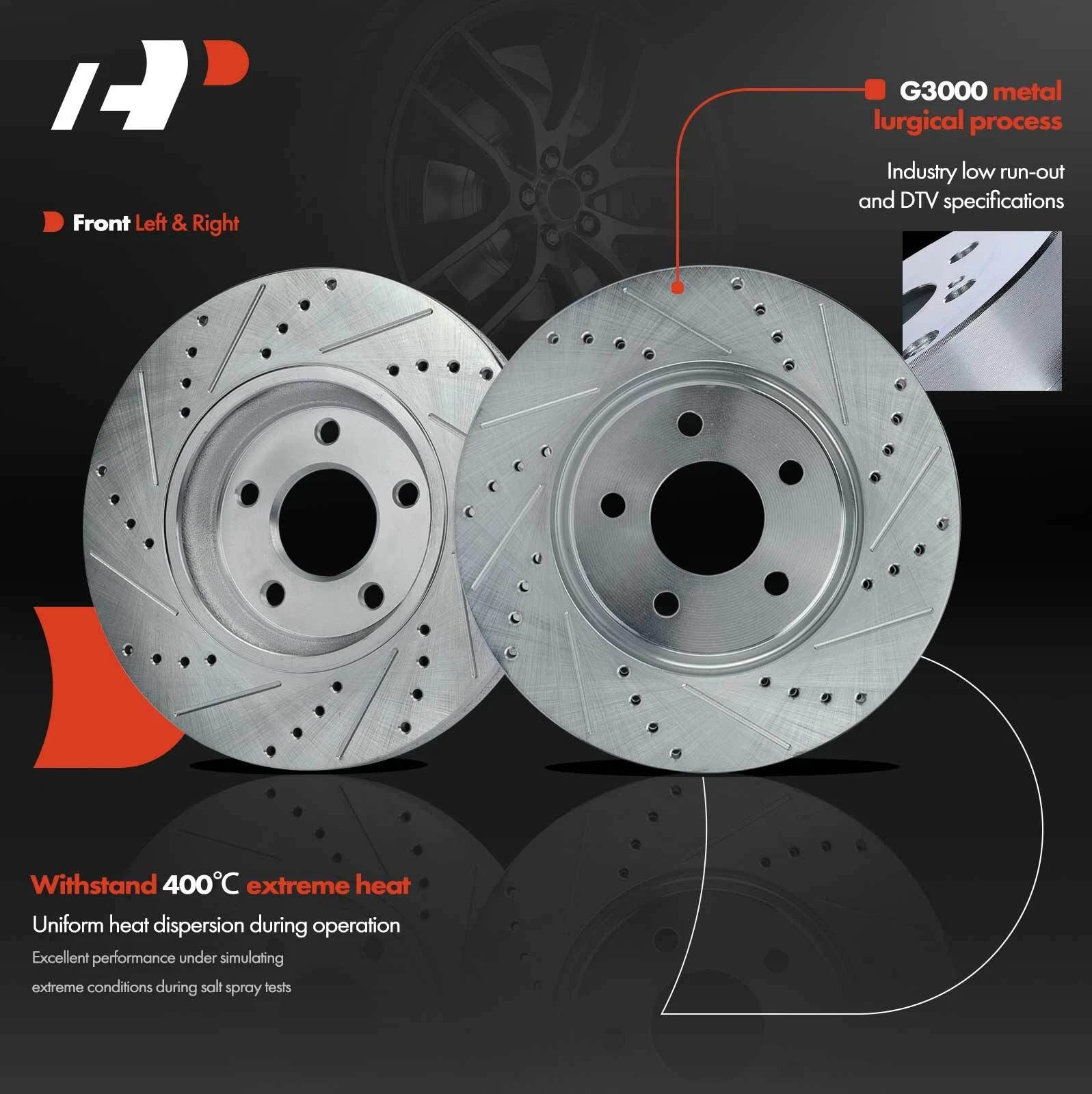 Front Drilled Brake Rotors for Chevrolet Malibu Cobalt HHR Pontiac G6 (2004–2012)