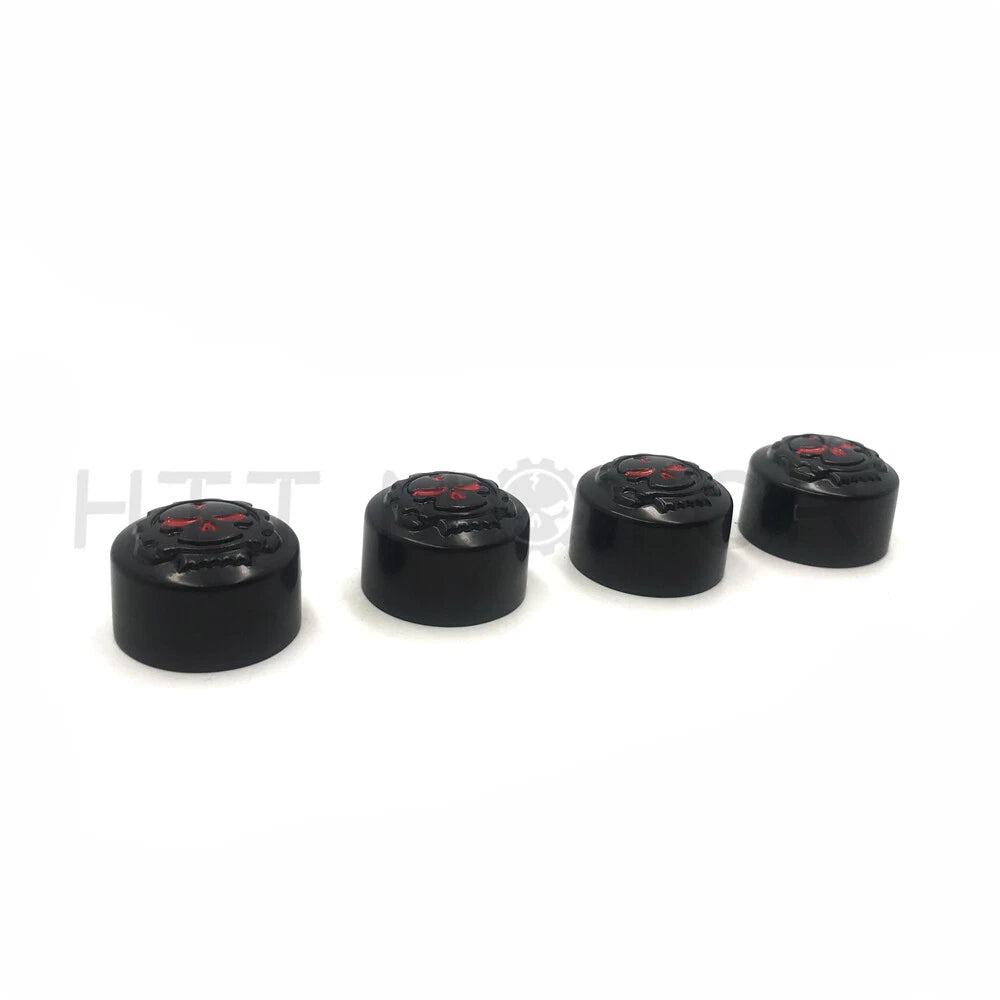 Set of 4 Black Gear Skull Bolt Caps for Harley Dyna Softail Road King